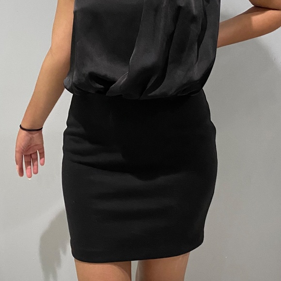 A/X Armani Exchange One Shoulder Zipper Black Cocktail Party Dress Size 2 Club - Picture 6 of 13